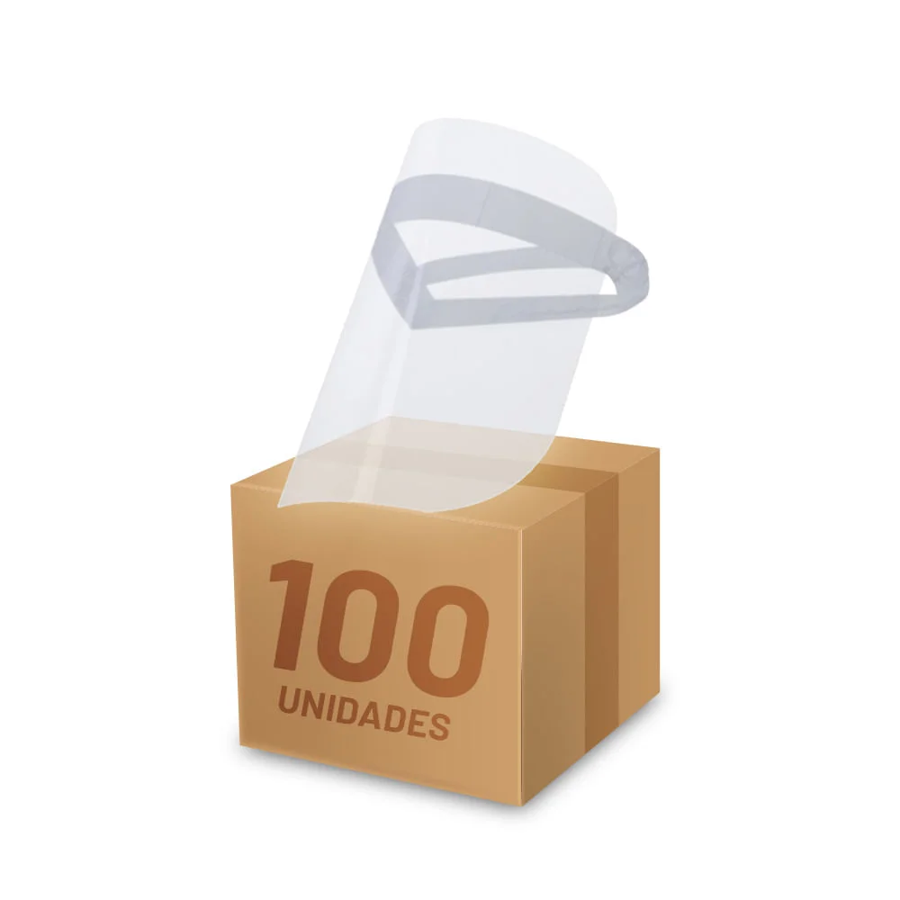 Kit 100 Máscaras Protetor Facial com Visor Transparente Face Shield