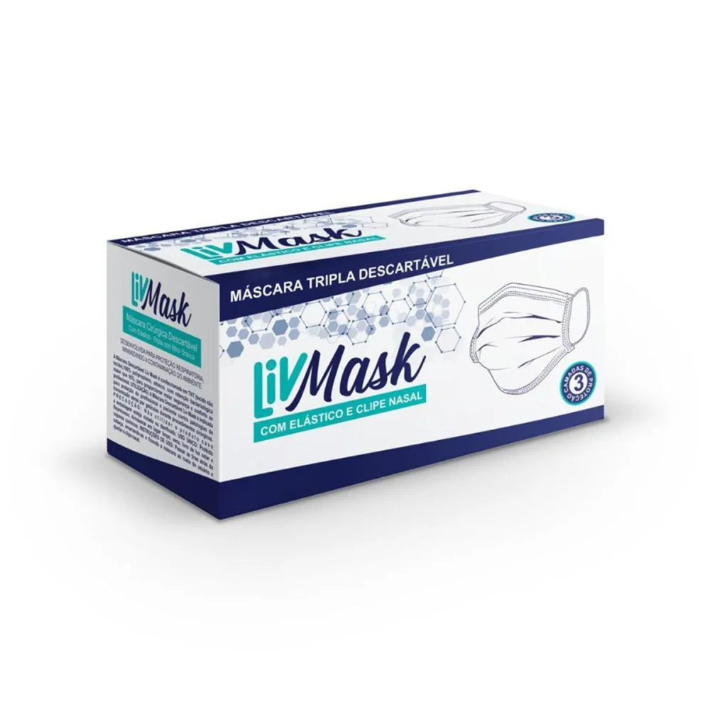 Kit 150 Máscaras Tripla Descartável 500V7 Livmask