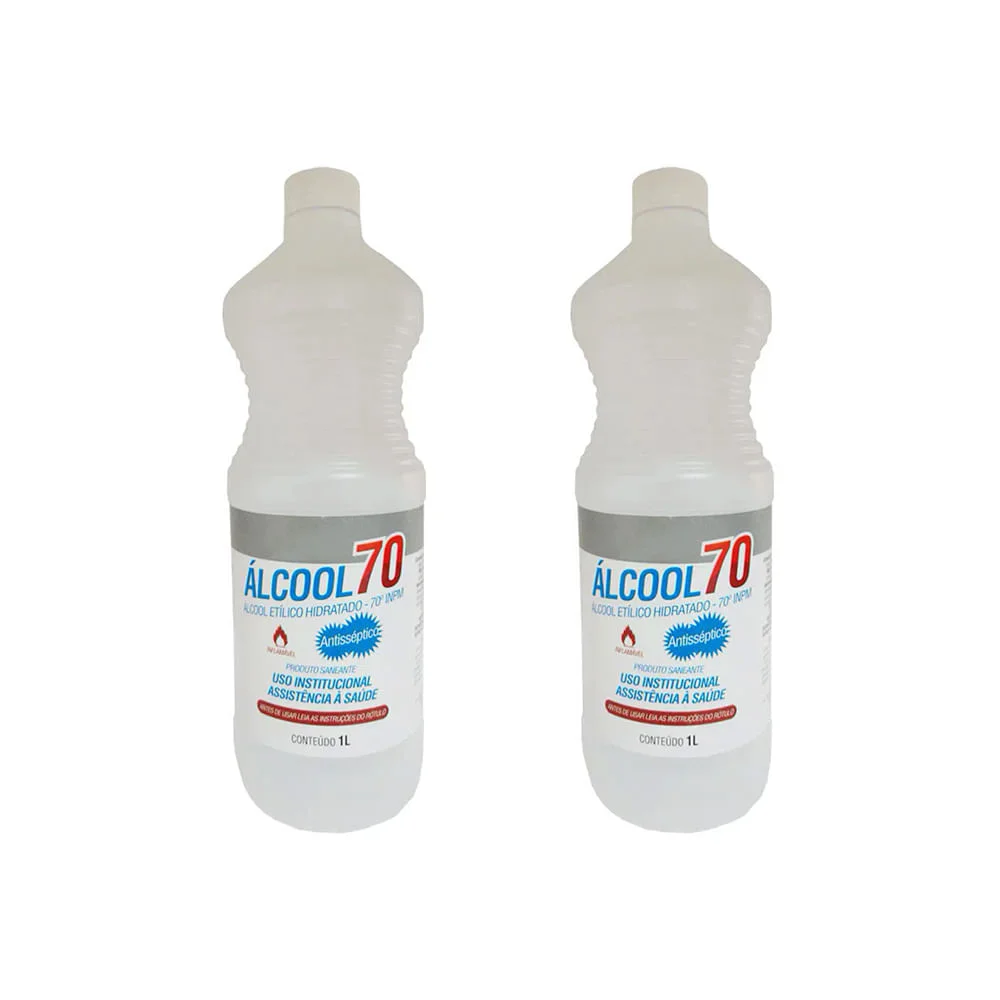 Kit 2 Álcool Líquido 70º 1 Litro