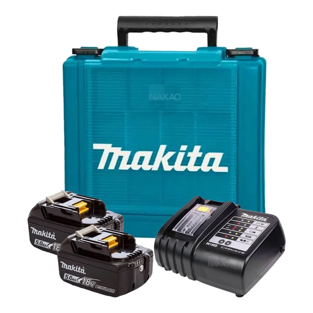Kit 2 Baterias 18V 5.0Ah e Carregador de Bateria 18V e Maleta KITMAK1850B Makita