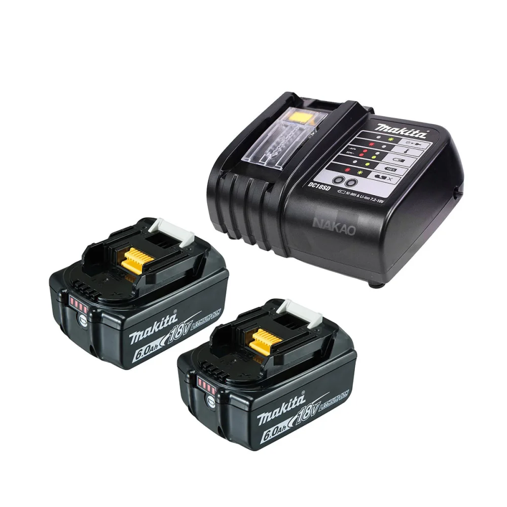 Kit 2 Baterias 18V 6.0Ah e Carregador de Bateria de 14V a 18V DC18SD Makita