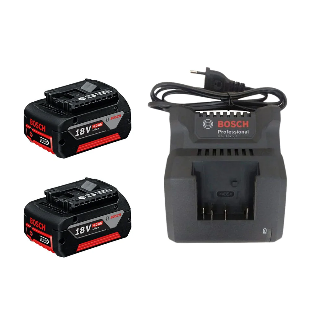 Kit 2 Baterias GBA 18V 4.0Ah e Carregador GAL 18V-20 Bosch