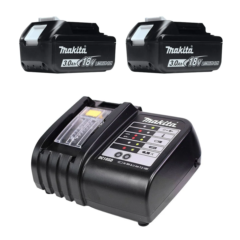 Kit 2 Baterias Íons de Lítio 18V 3.0Ah BL1830 e Carregador DC18SD Makita