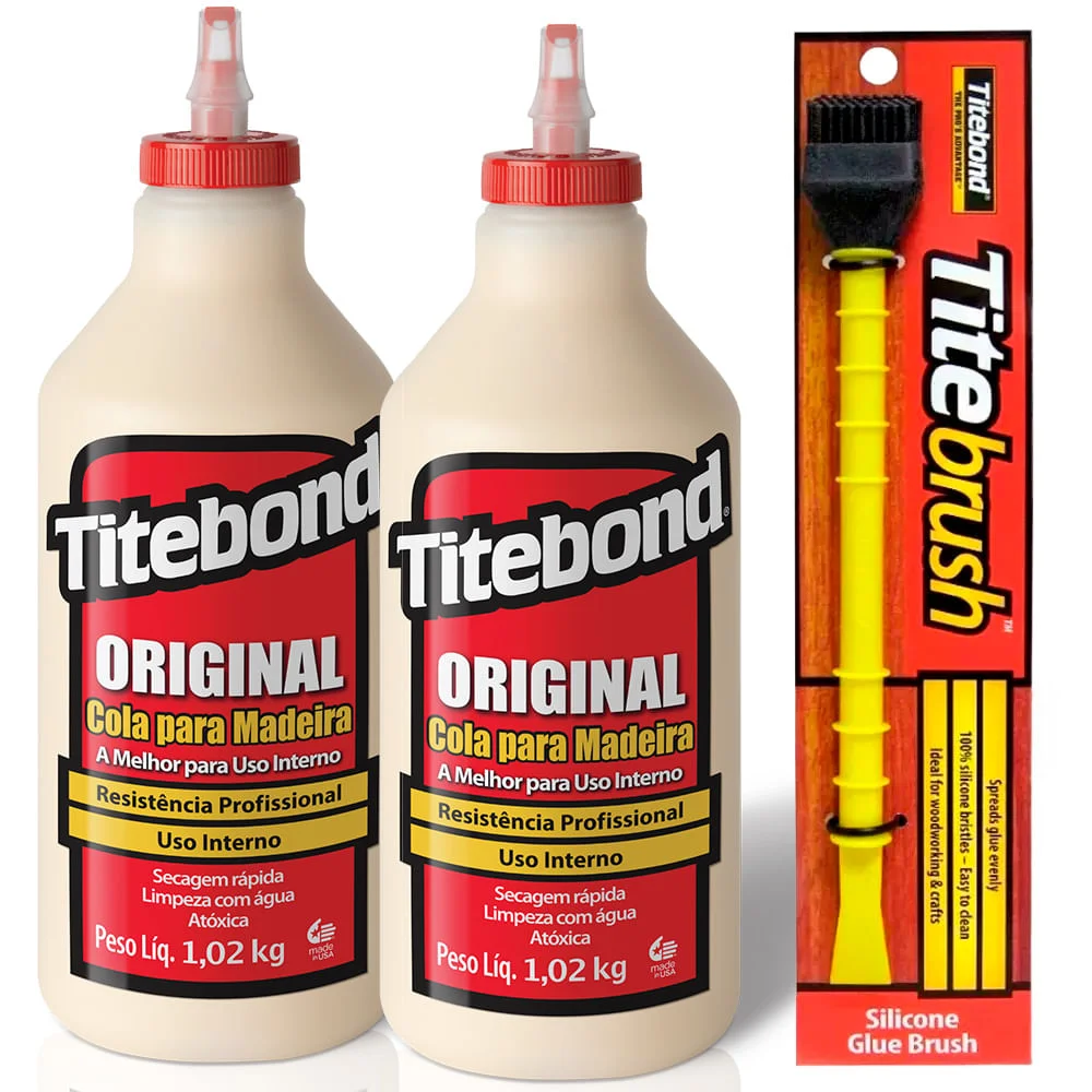 Kit 2 Colas para Madeira Original 946ml e Pincel de Silicone Titebrush Titebond