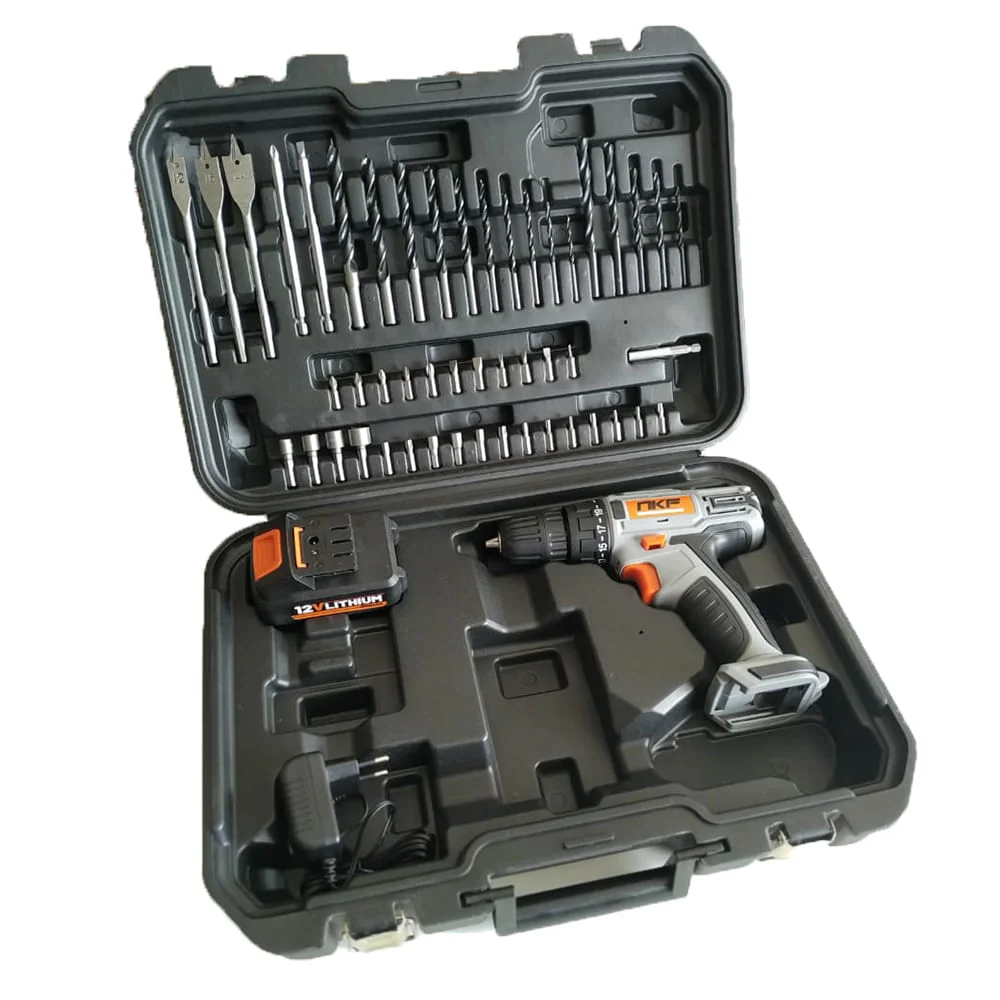 Kit 2 Furadeira Parafusadeira à Bateria 12V com Maletas e Acessórios FP12X50 NKF