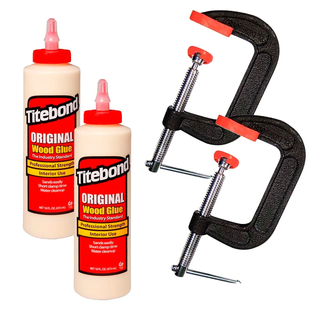 Kit 2 Grampos Sargento Tipo C Nº6 206069 MTX e 2 Colas para Madeira 473ml