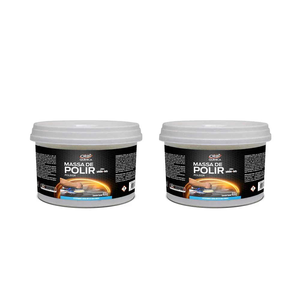 Kit 2 Massas de Polir Carro Nº2 400g Orbi Branco