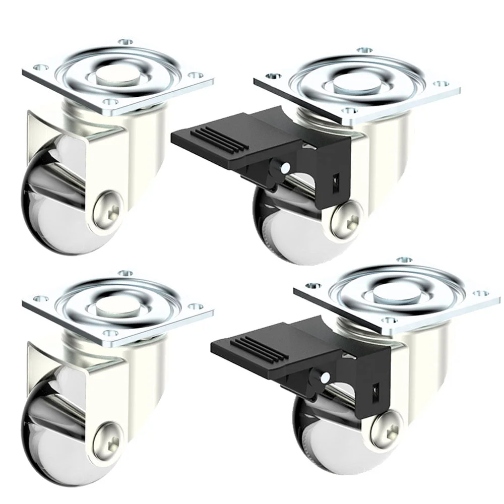 Kit 2 Rodízios 35mm com Freio e 2 Rodízios 35mm sem Freio Soprano