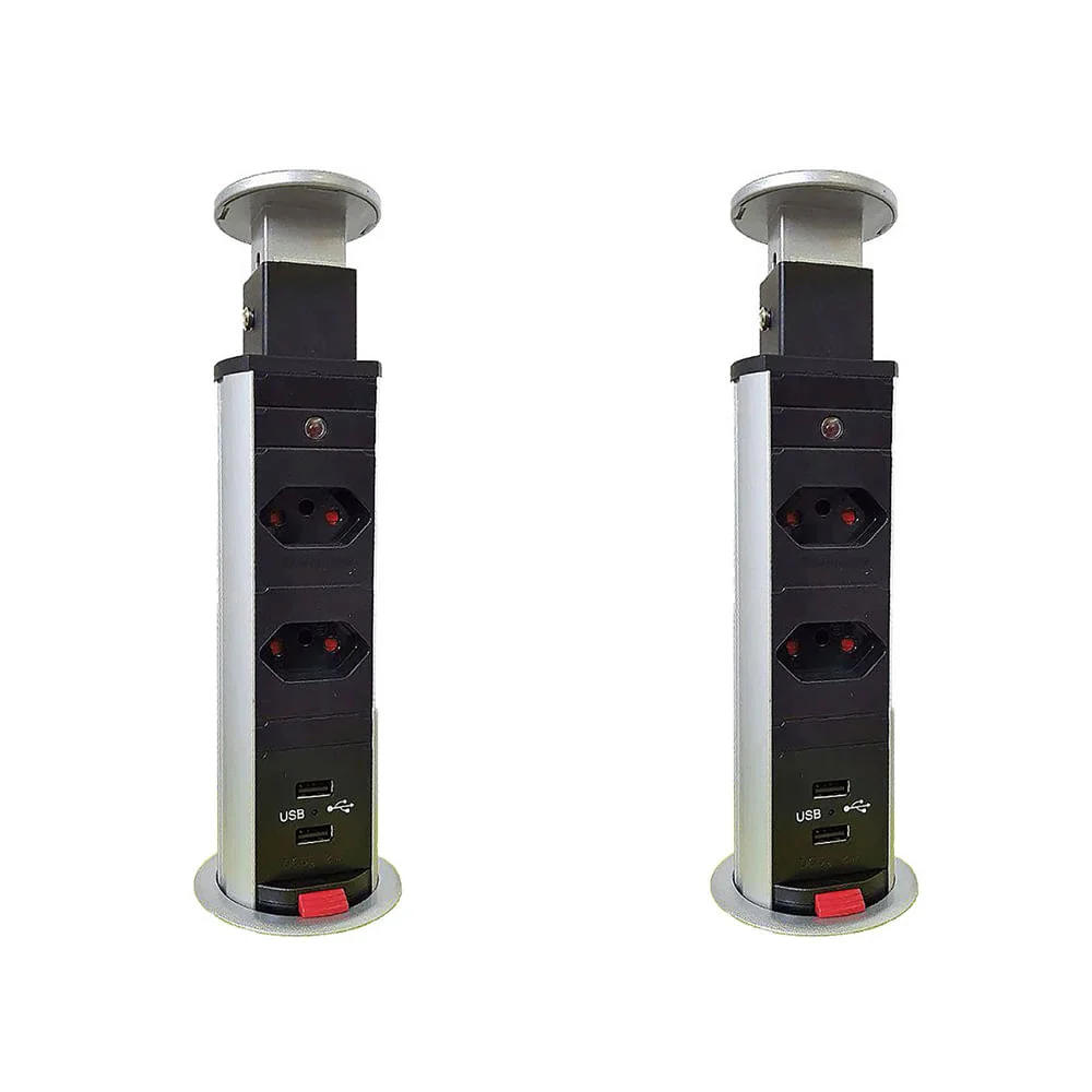 Kit 2 Torres de Tomada Multiplug 2 tomadas com 2 entradas USB