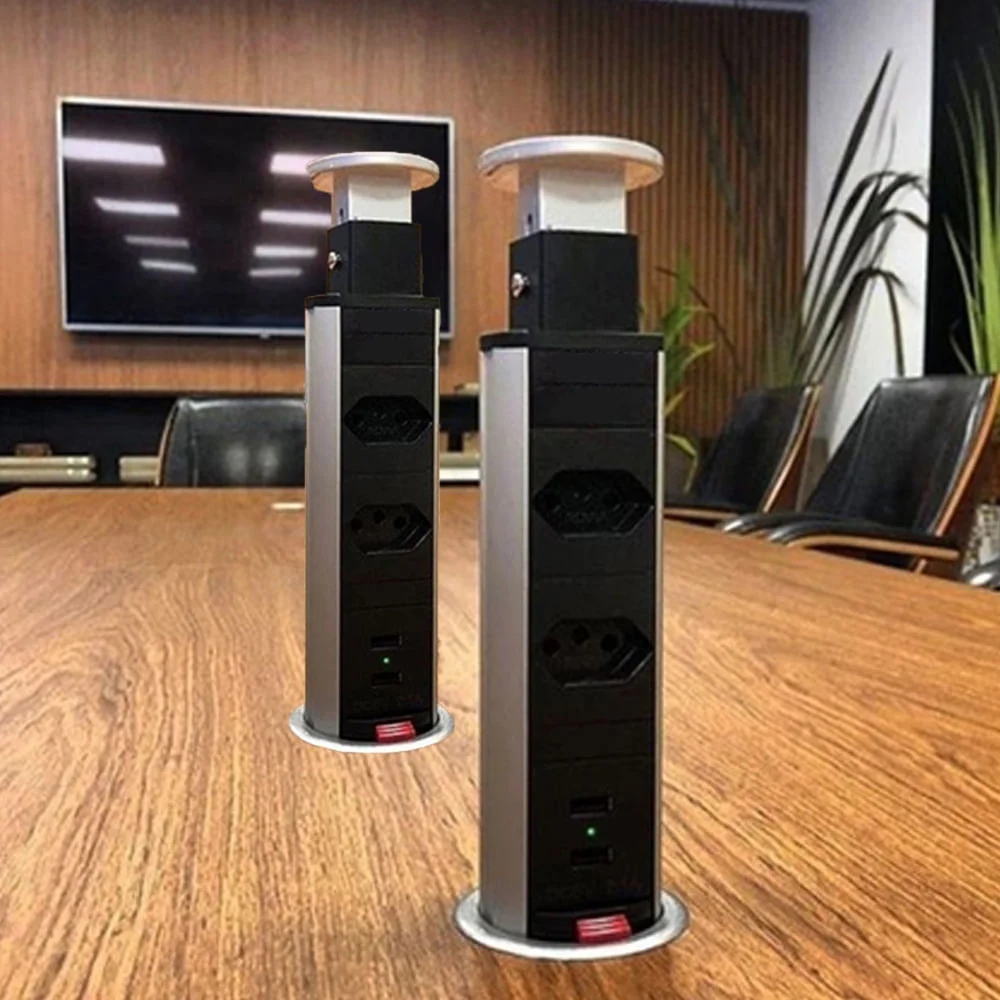 Kit 2 Torres de Tomada Multiplug 2 Tomadas e 2 USB Bivolt