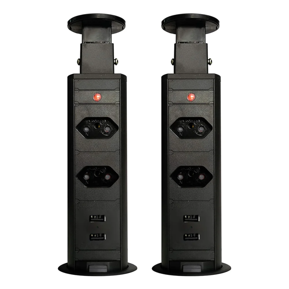 Kit 2 Torres de Tomada Multiplug 2 Tomadas e 2 USB Bivolt