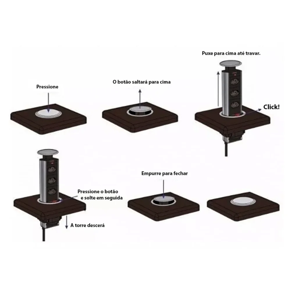 Kit 2 Torres de Tomada Multiplug 2 Tomadas e 2 USB Bivolt