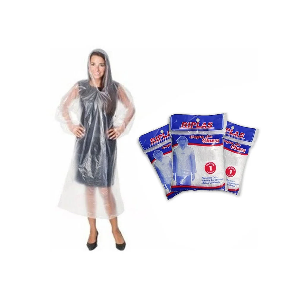 Kit 20 Capas de Chuva Transparente Descartável
