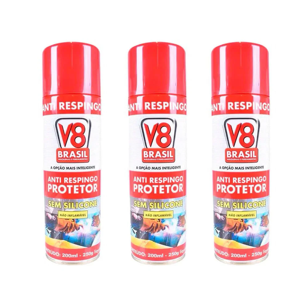 Kit 3 Anti Respingo de Solda Líquido 200ml V8 Brasil