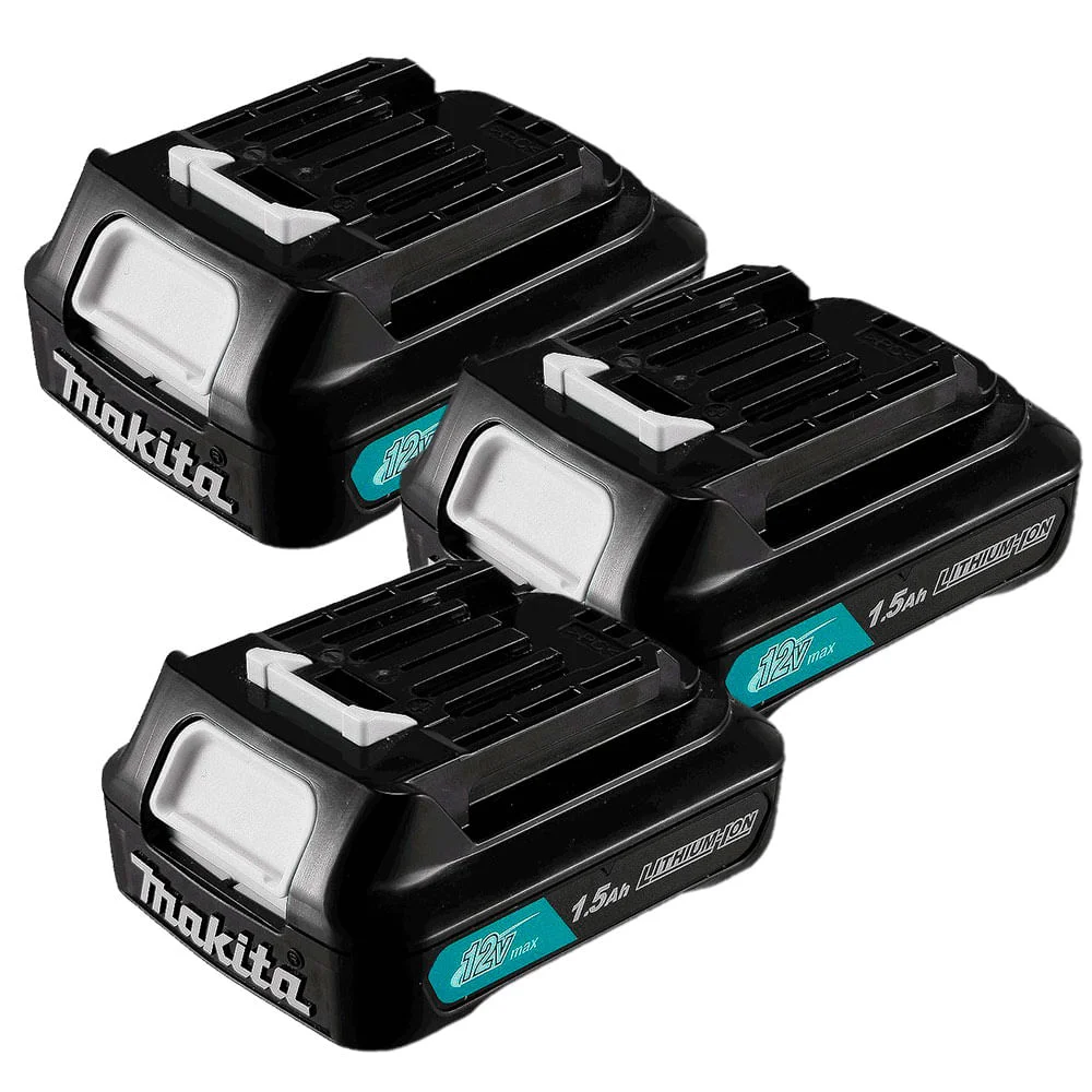 Kit 3 Baterias Íons de Lítio 12V 1.5Ah BL1016 197413-5 Makita