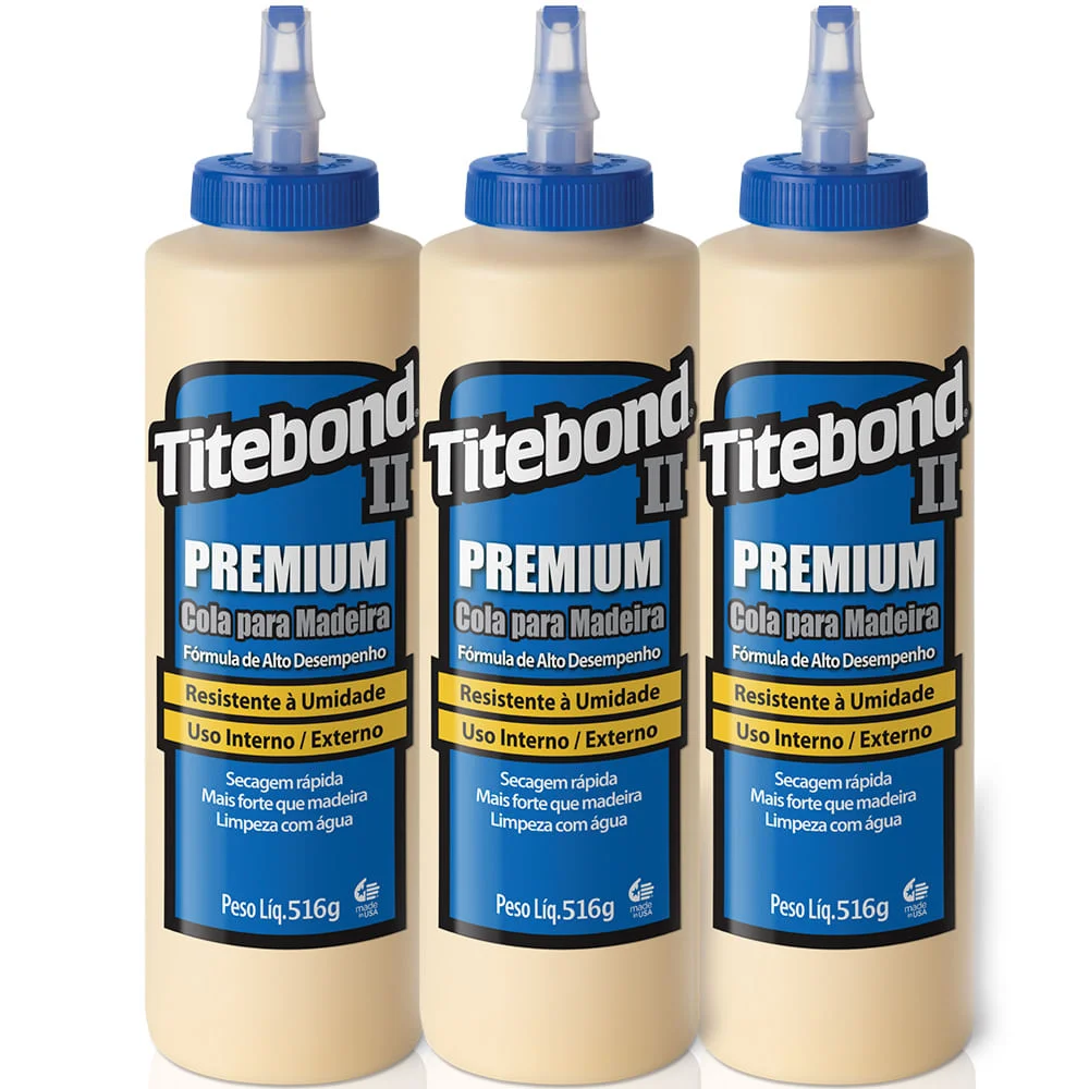 Kit 3 Colas para Madeira II Premium Wood Glue 473 ml Titebond