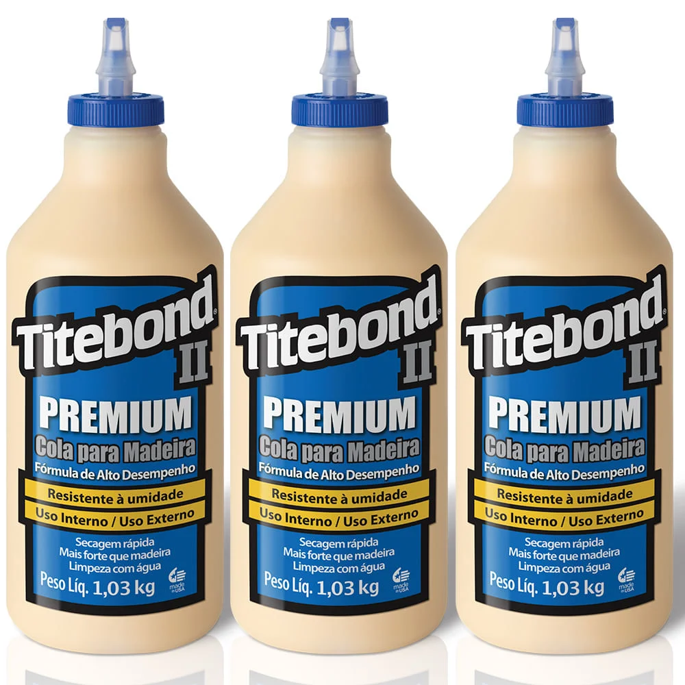 Kit 3 Colas para Madeira II Premium Wood Glue 946ml Titebond