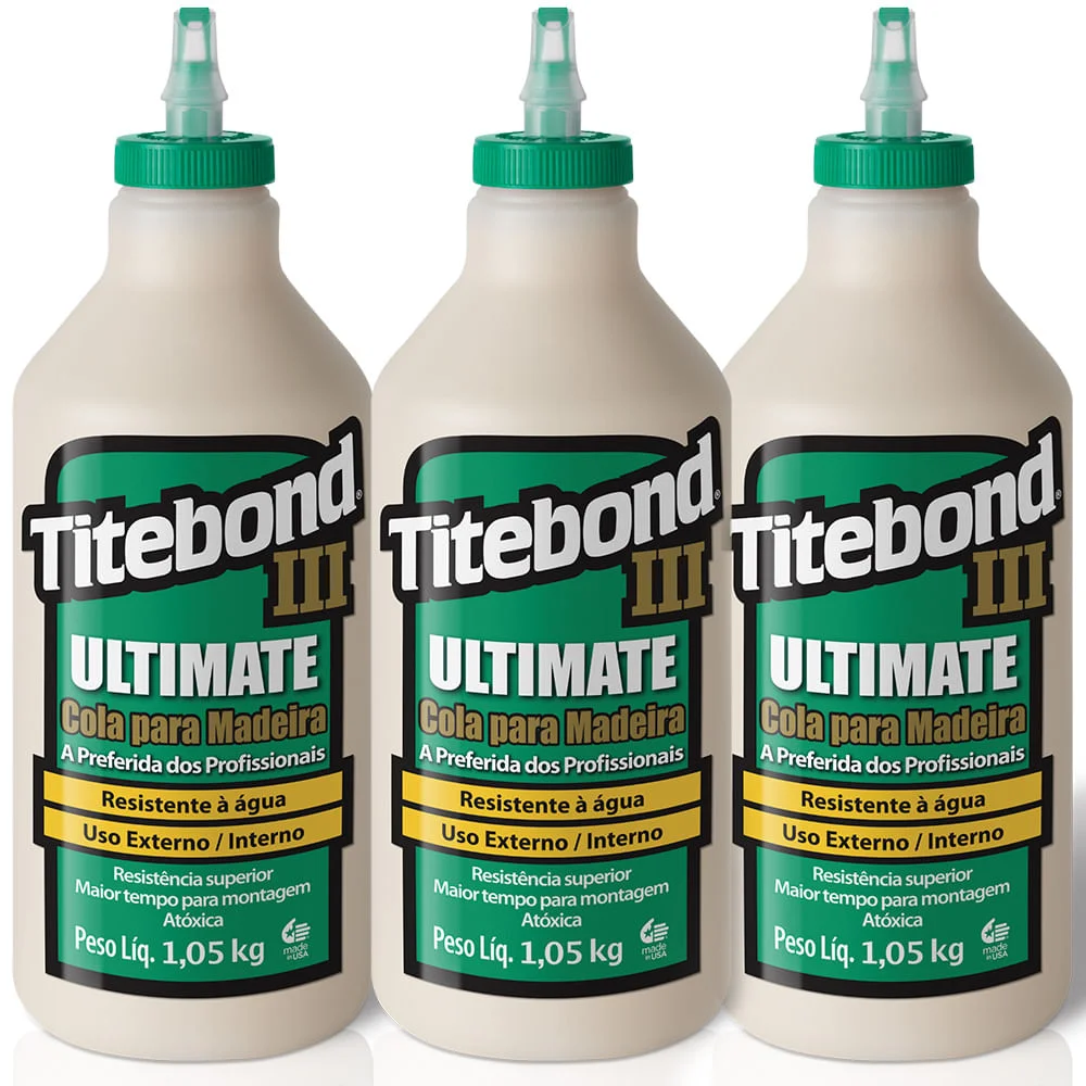 Kit 3 Colas para Madeira III Ultimate Wood Glue 946ml Titebond