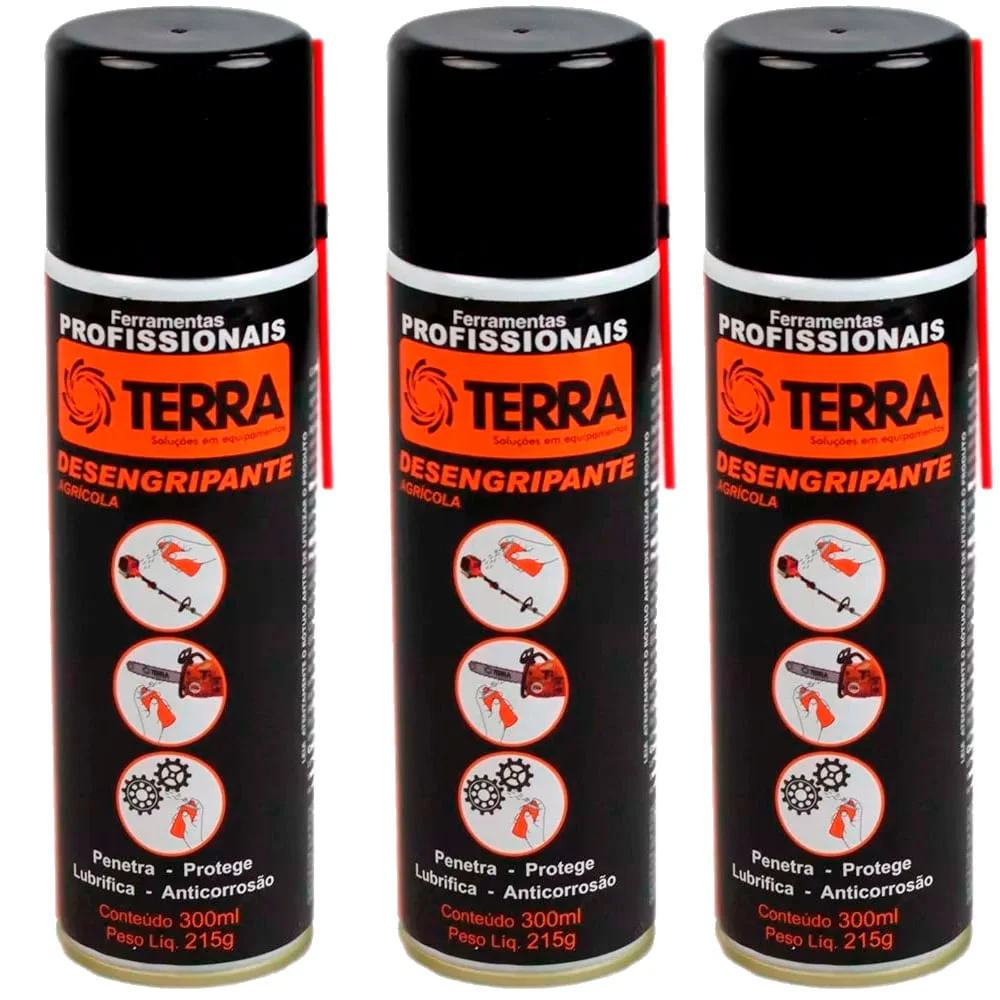 Kit 3 Desengripantes Agrícola 300ml Terra Equipamentos