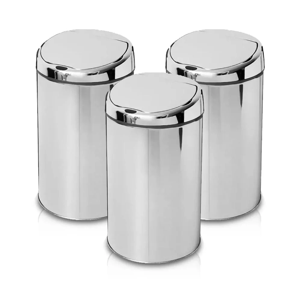 Kit 3 Lixeiras Automática com Sensor em Aço Inoxidável 6 Litros NKF
