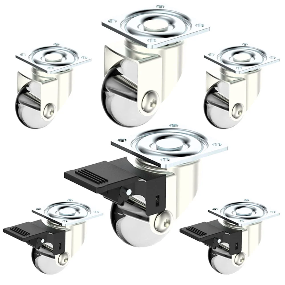 Kit 3 Rodízios 35mm com Freio e 3 Rodízios 35mm sem Freio Soprano