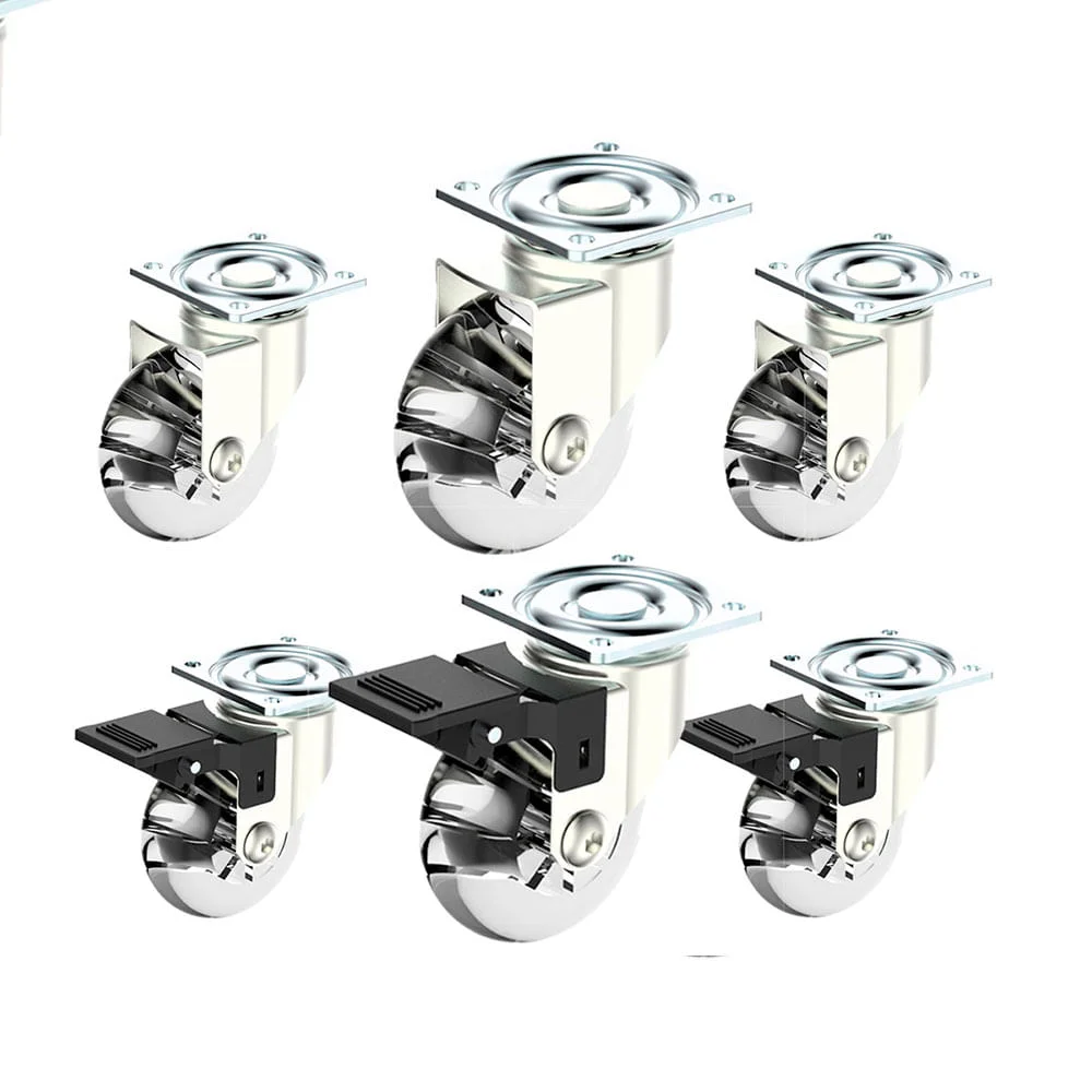 Kit 3 Rodízios 50mm com Freio e 3 Rodízios 50mm sem Freio Soprano