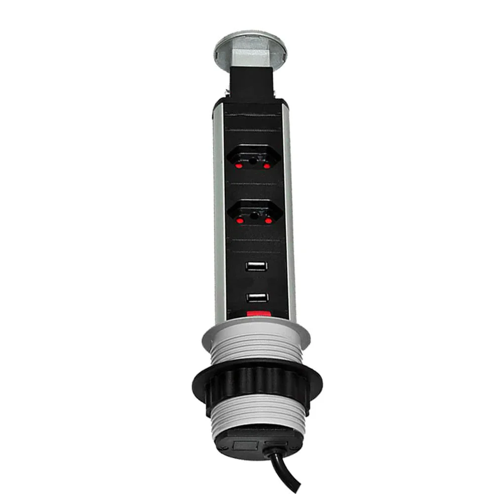 Kit 3 Torres de Tomada Multiplug 2 Tomadas e 2 USB Bivolt