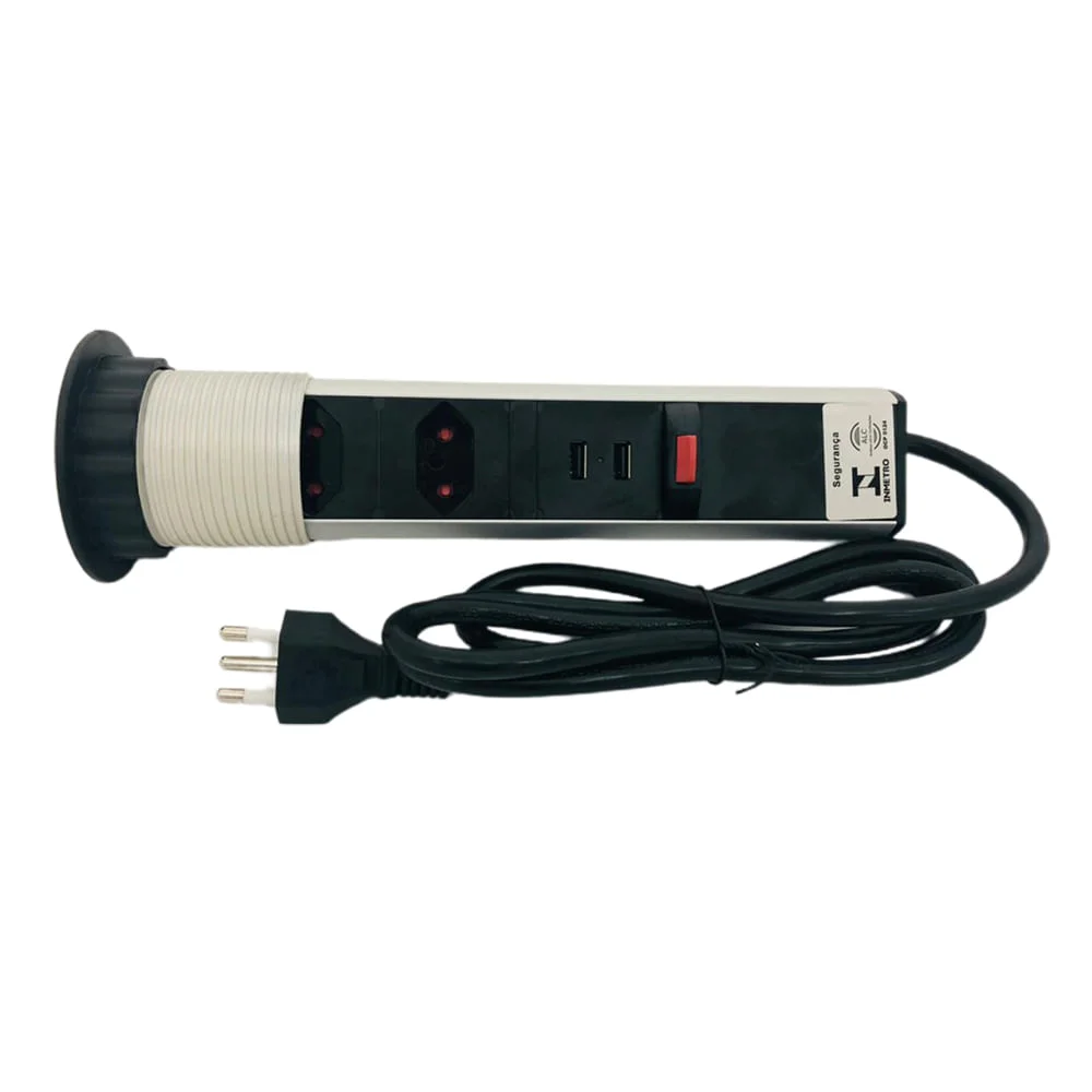 Kit 3 Torres de Tomada Multiplug 2 Tomadas e 2 USB Bivolt