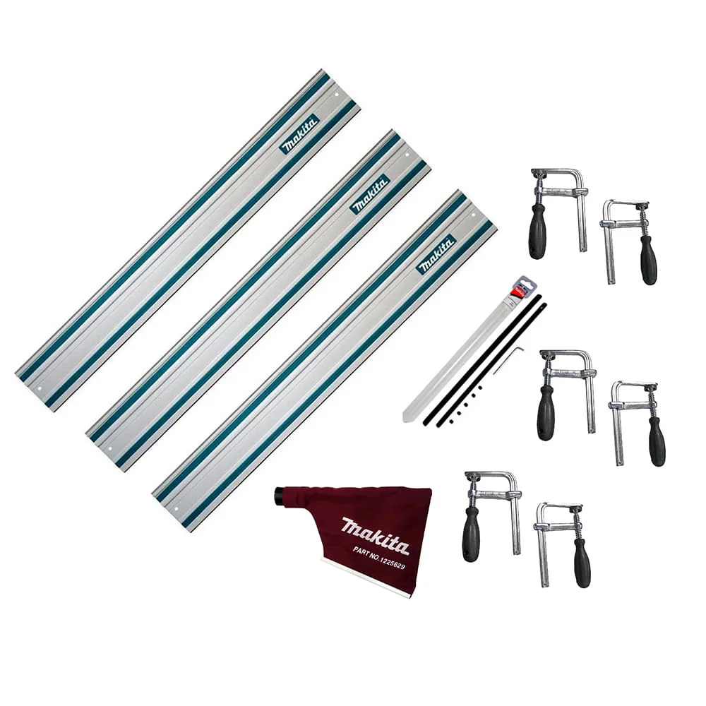 Kit 3 Trilhos de 1 Metro e 1 Conector e 6 Sargentos e Coletor de Pó Makita