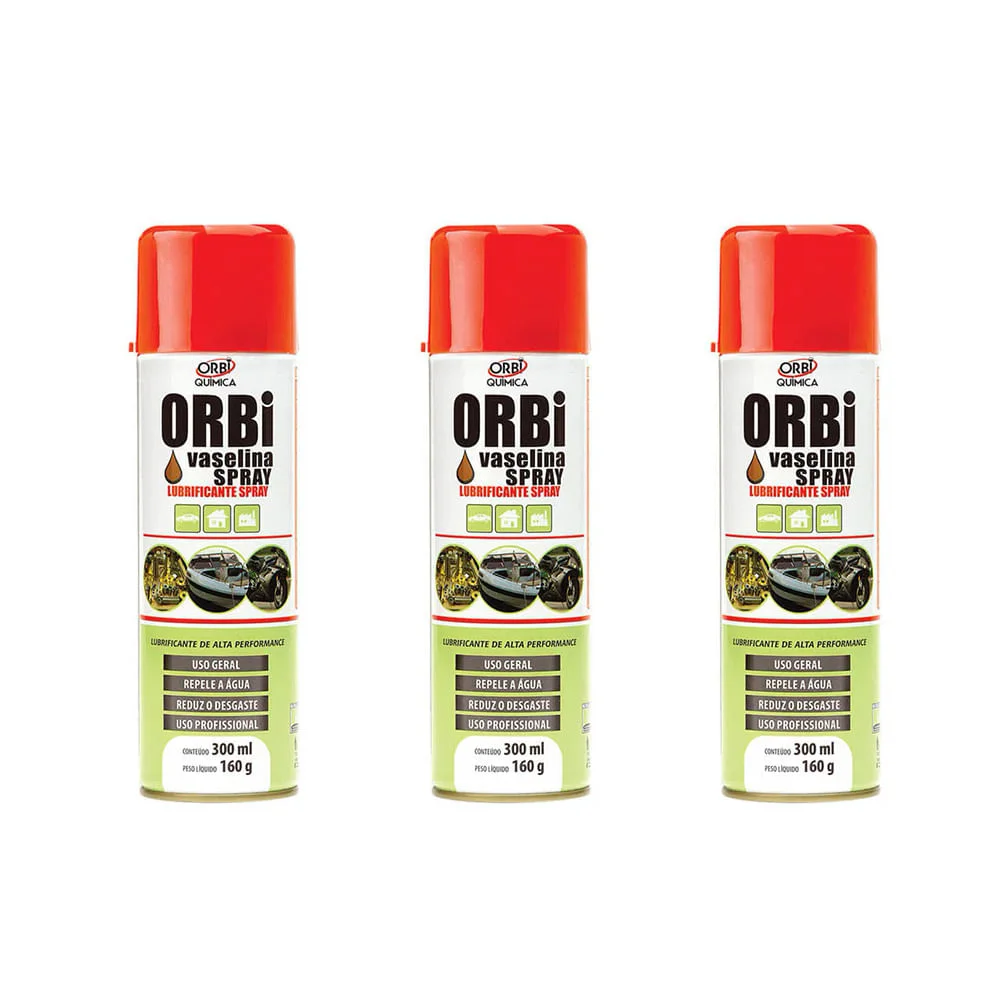 Kit 3 Vaselinas em Spray 160g 300ml Orbi