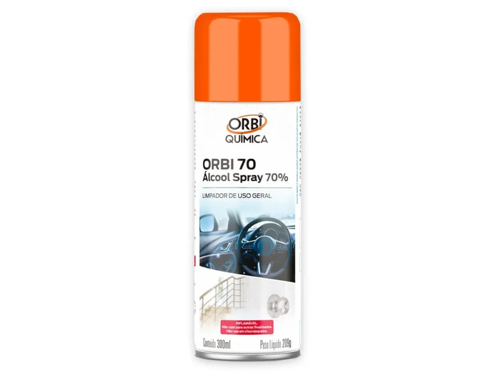 Kit 4 Álcool Spray 70° Antisséptico e Higienizador 300ML 209G Orbi