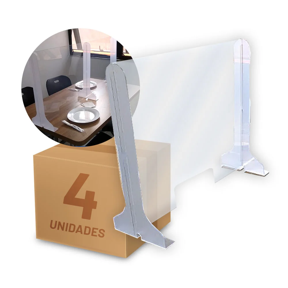 Kit 4 Barreiras Protetora de Mesa em PP Compr 635 x Larg 56 x Espessura 0001cm