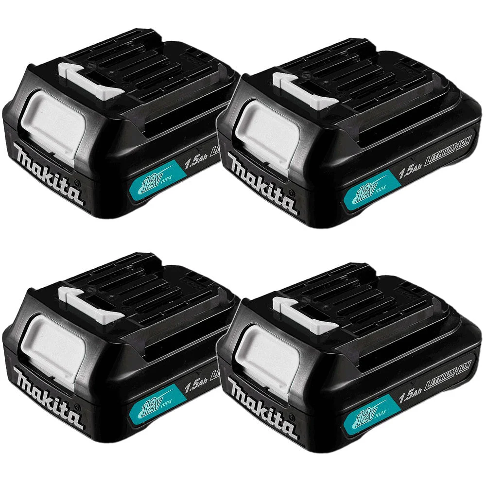 Kit 4 Baterias Íons de Lítio 12V 1.5Ah BL1016 197413-5 Makita