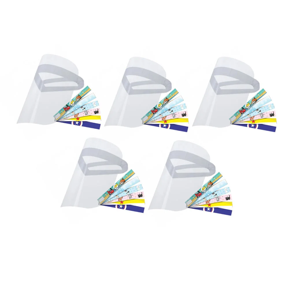 Kit 5 Máscaras Protetor Facial Family Personagens Visor Transparente Face Shield