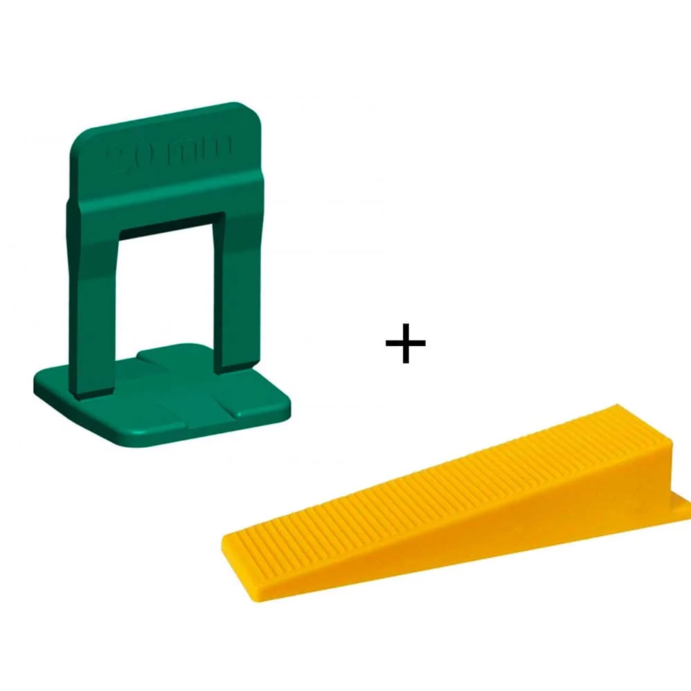 Kit 5 Pacotes de 100 Espaçadores 20mm e 5 Pacotes Cunhas Slim para Nivelamentos