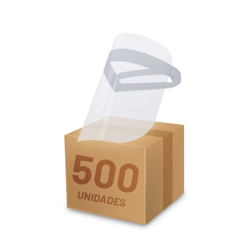 Kit 500 Máscaras Protetor Facial com Visor Transparente Face Shield