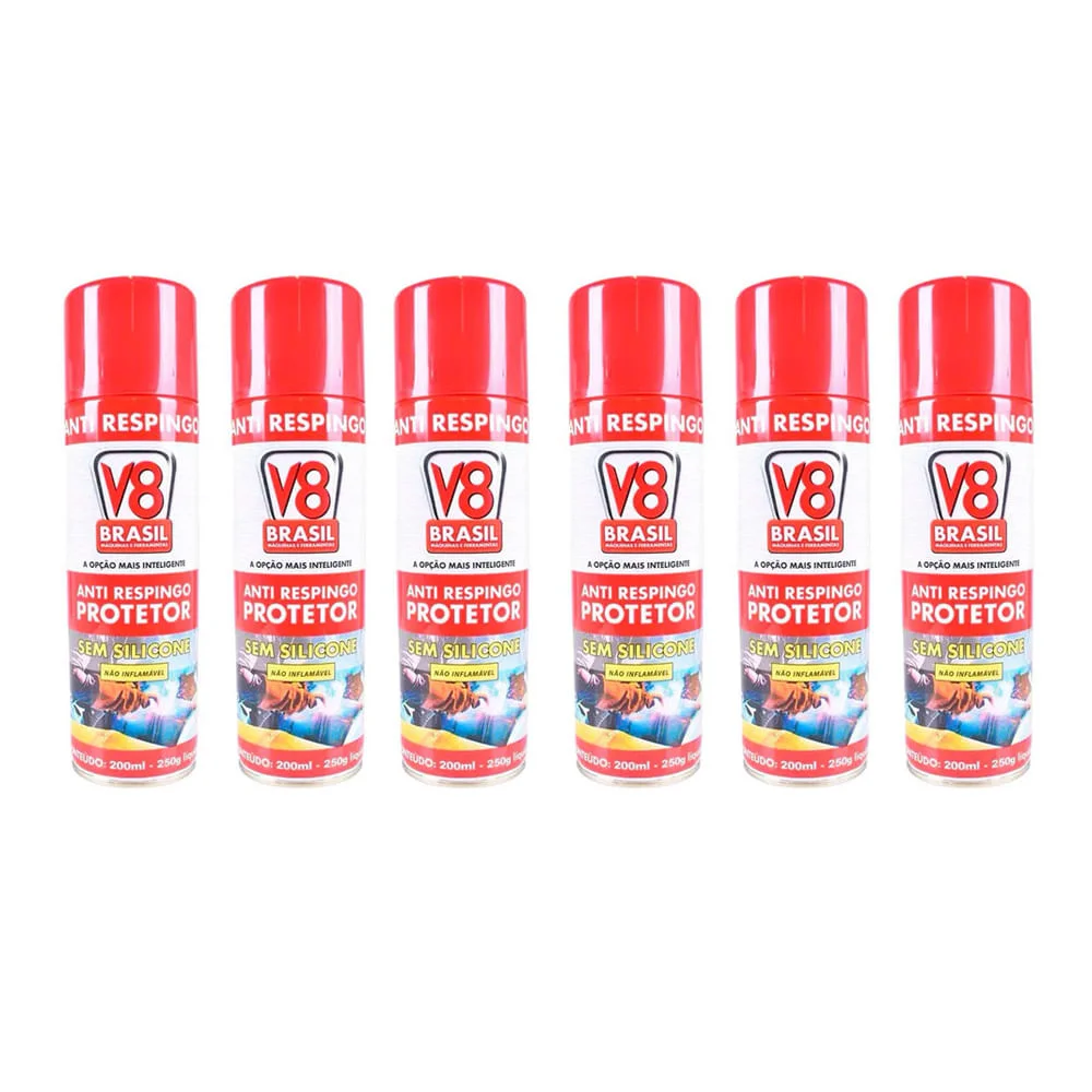 Kit 6 Anti Respingo de Solda Liquído 200ml V8 Brasil