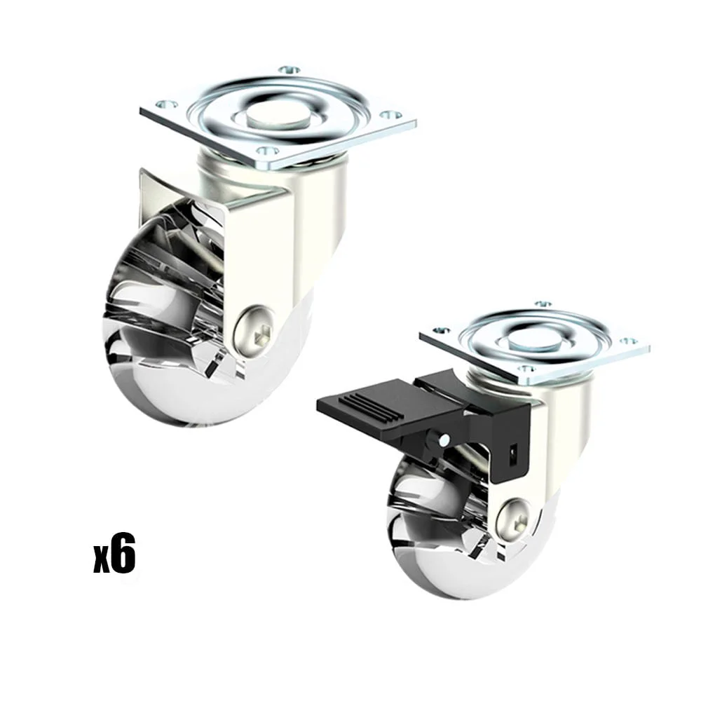 Kit 6 Rodízios 50mm com Freio e 6 Rodízios 50mm sem Freio Soprano