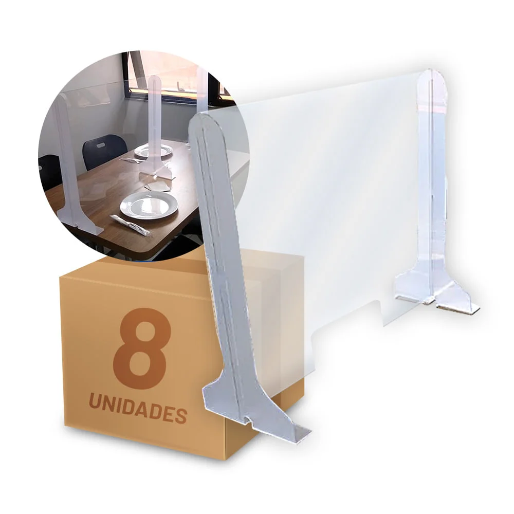 Kit 8 Barreiras Protetora de Mesa em PP Compr 635 x Larg 56 x Espessura 0001cm