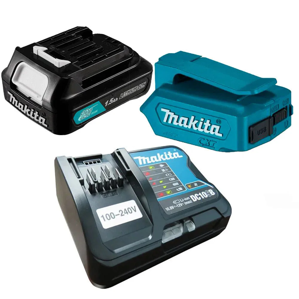 Kit Adaptador Compacto e Carregador de Baterias e Bateria 12V 1.5Ah Makita