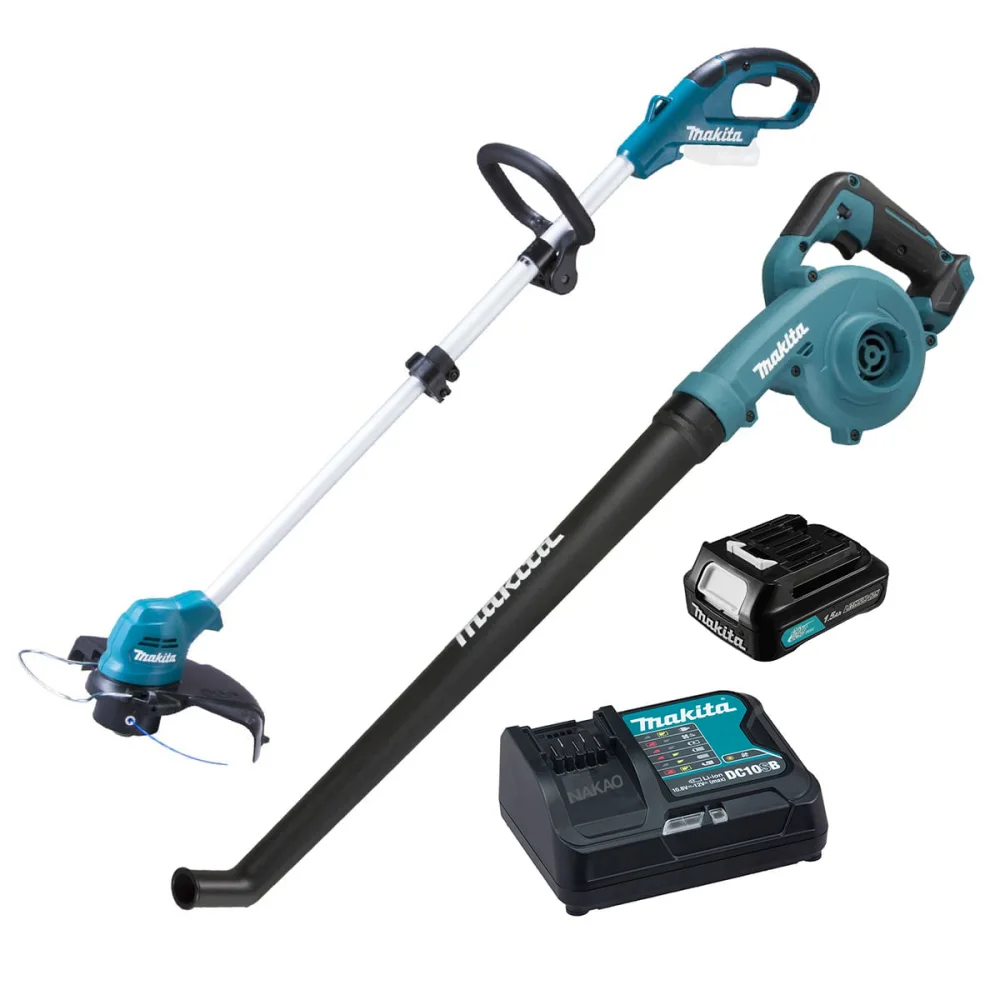 Kit Aparador de Cercas UR100DZX e Soprador UB101DZ Makita e Bateria e Carregador