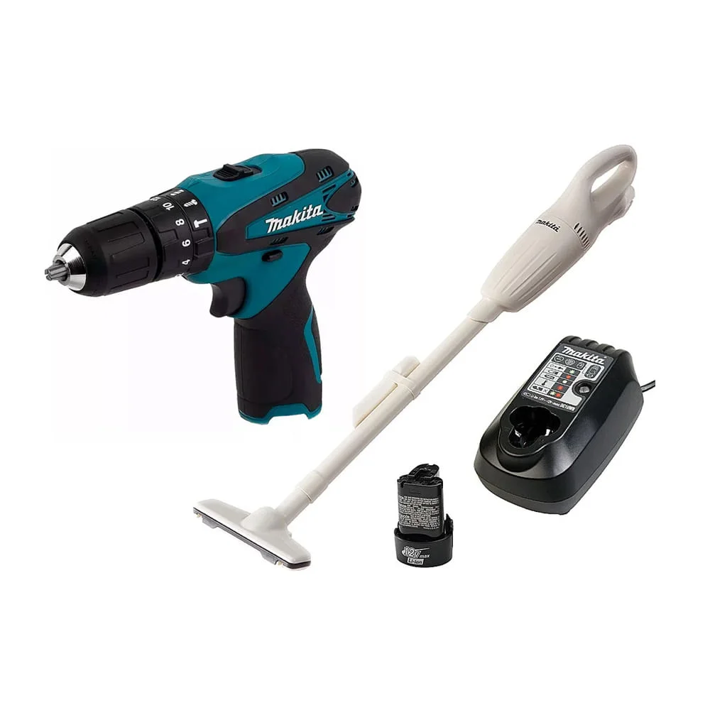 Kit Aspirador de Pó à Bateria CL100DW e Parafusadeira e Furadeira HP330DZ Makita