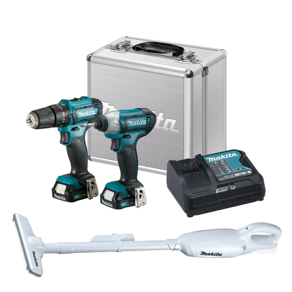 Kit Aspirador de Pó à Bateria CL106FDZW Parafusadeira Furadeira CLX228SAX Makita