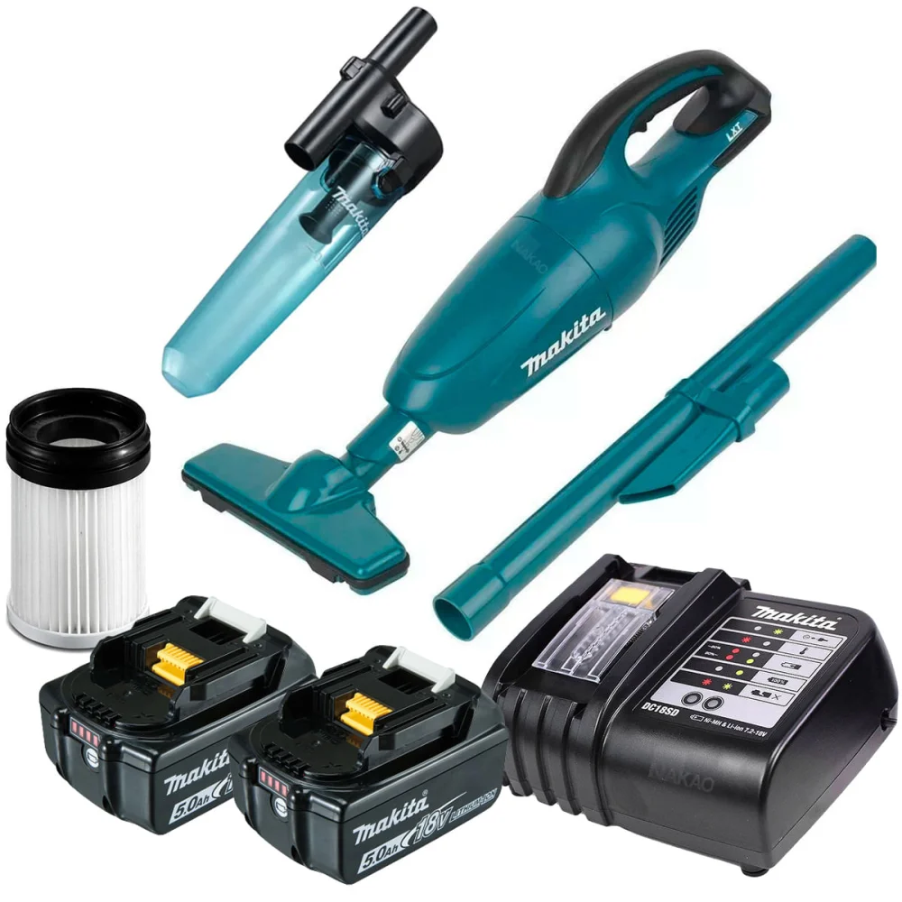 kit Aspirador de Pó DCL180Z Makita e 2 Baterias 18V e Carregador e Acessórios