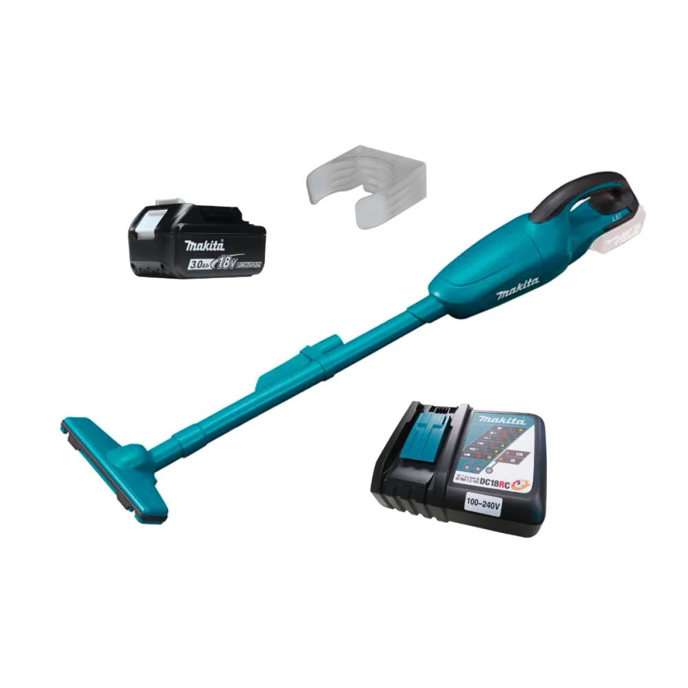 Kit Aspirador de Pó DCL180Z Makita e Bateria 18V Carregador e Suporte de Parede
