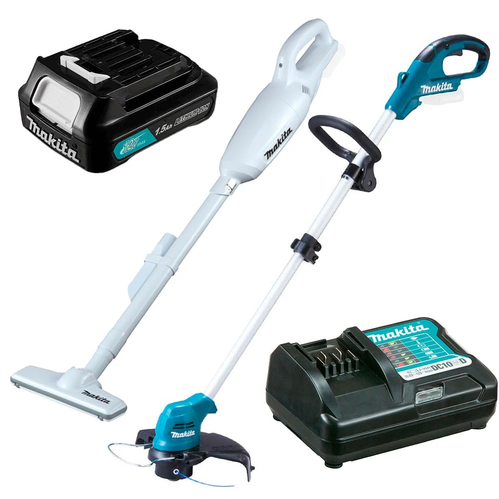 Kit Aspirador Pó CL106FDZW e Aparador UR100DZX Makita e Bateria e Carregador