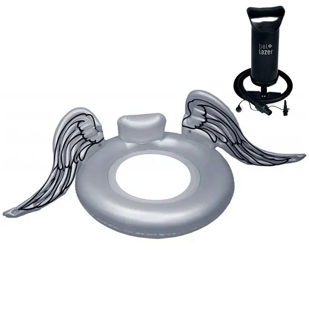 Kit Boia Inflável Adulto Colchão com Asas 148200 Belfix e Bomba Manual 120200