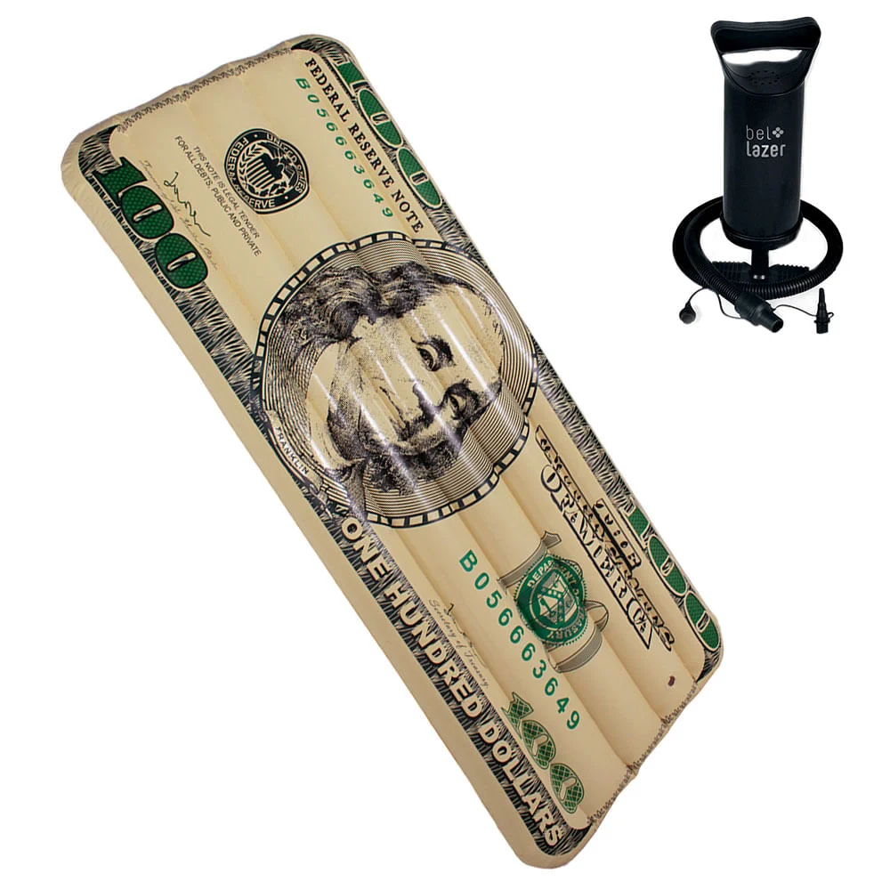 Kit Boia Inflável Especial Gigante Dólar 181500 e Bomba Manual 120200