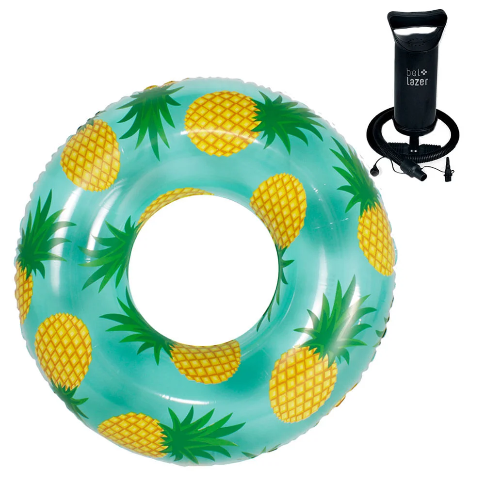 Kit Boia Inflável Estampa Abacaxi 147000 e Bomba Manual 120200