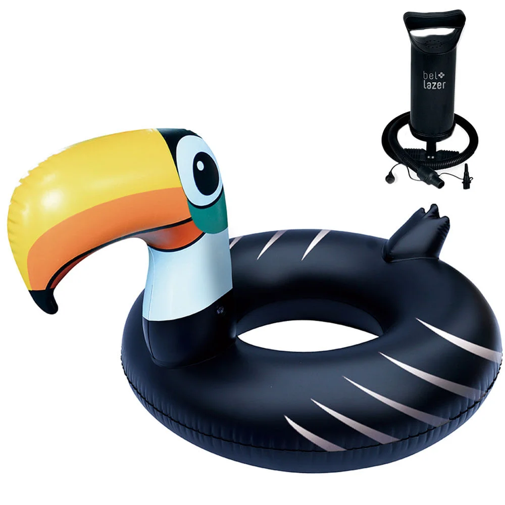 Kit Boia Inflável Gigante Adulto Anel Tucano 176900 Belfix e Bomba Manual 120200